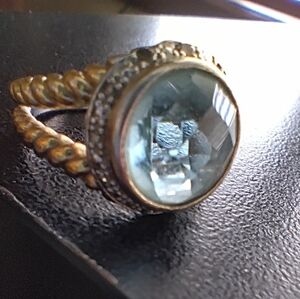 Nataliya V Collister Sterling Silver Blue Topaz Cushion Cut Ring 925 Size 7 NVC